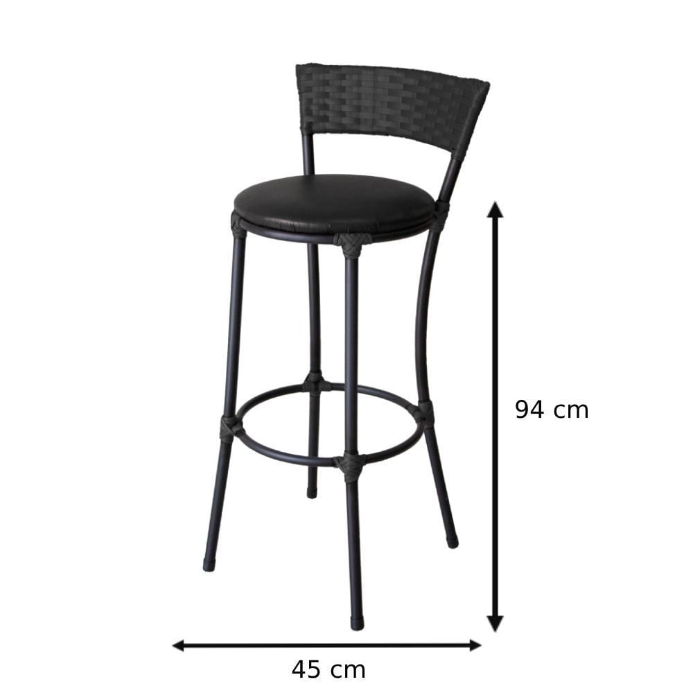 Banqueta Alta De Ferro 94 Cm Famais - Preto