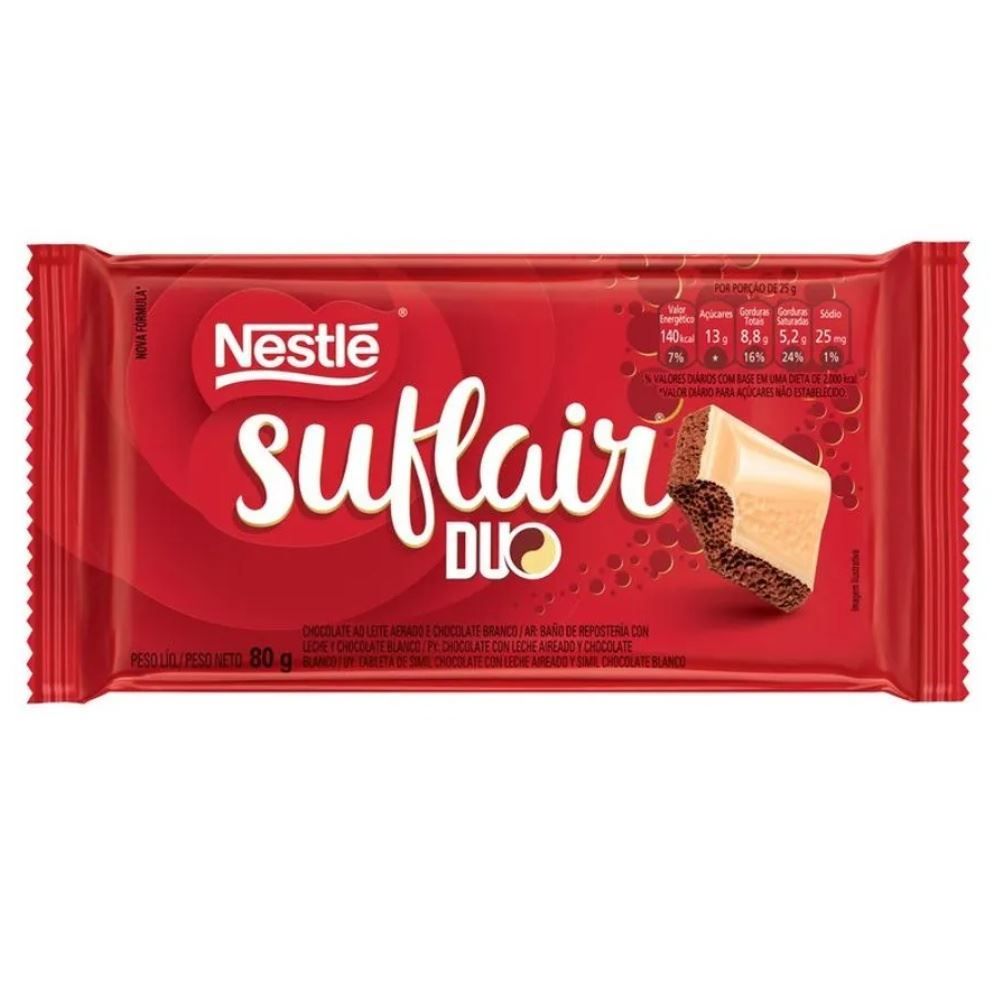 Barra de Chocolate Ao Leite Suflair Duo Nestlé - 80g
