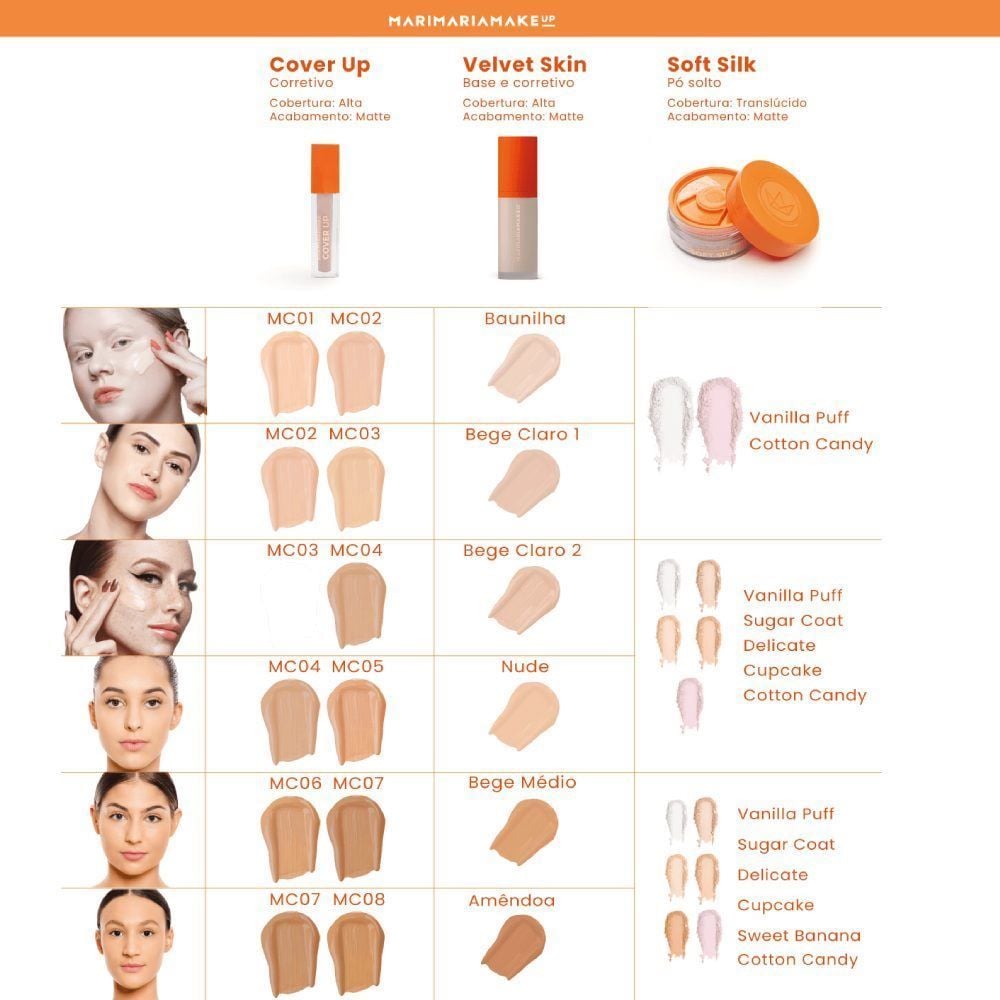 Base E Corretivo Matte Velvet Skin Bege Claro Mari Maria - 25g
