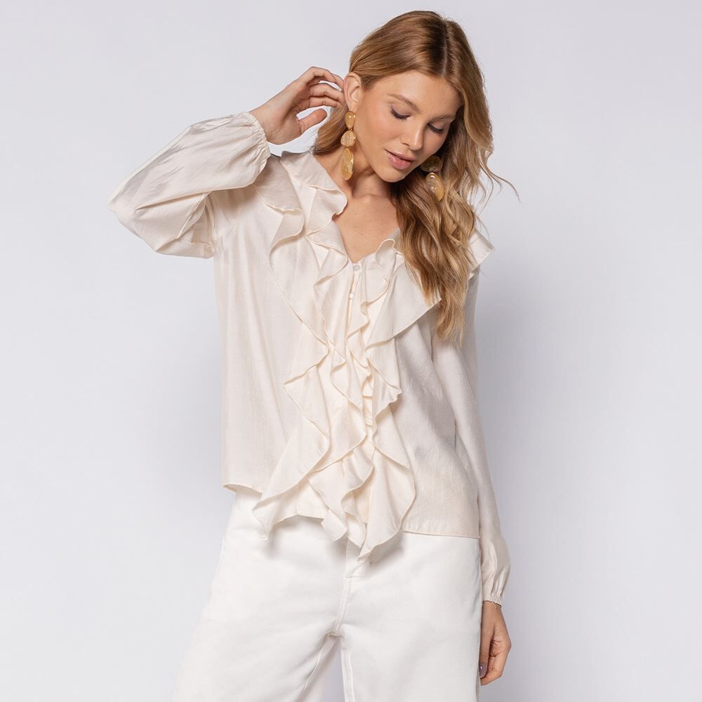 Bata Feminina Em Viscose Com Babados Patricia Foster