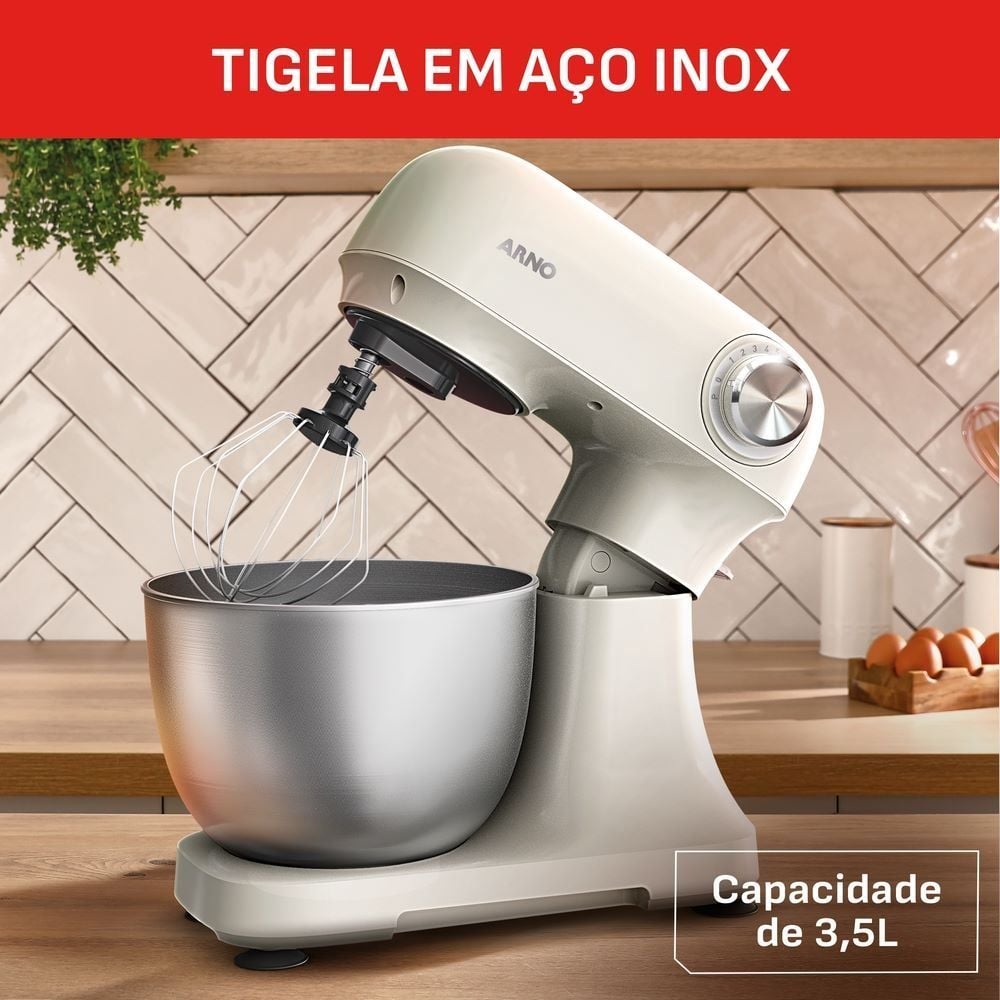 Batedeira Planetária Arno Bake Easy 500W Marfim KM14