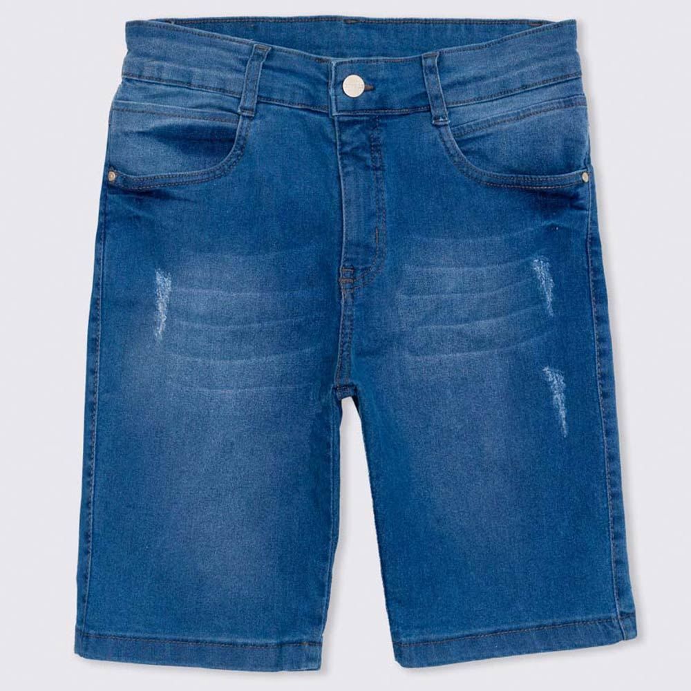 Bermuda 12 a 16 anos Jeans com Puídos Hot Dog