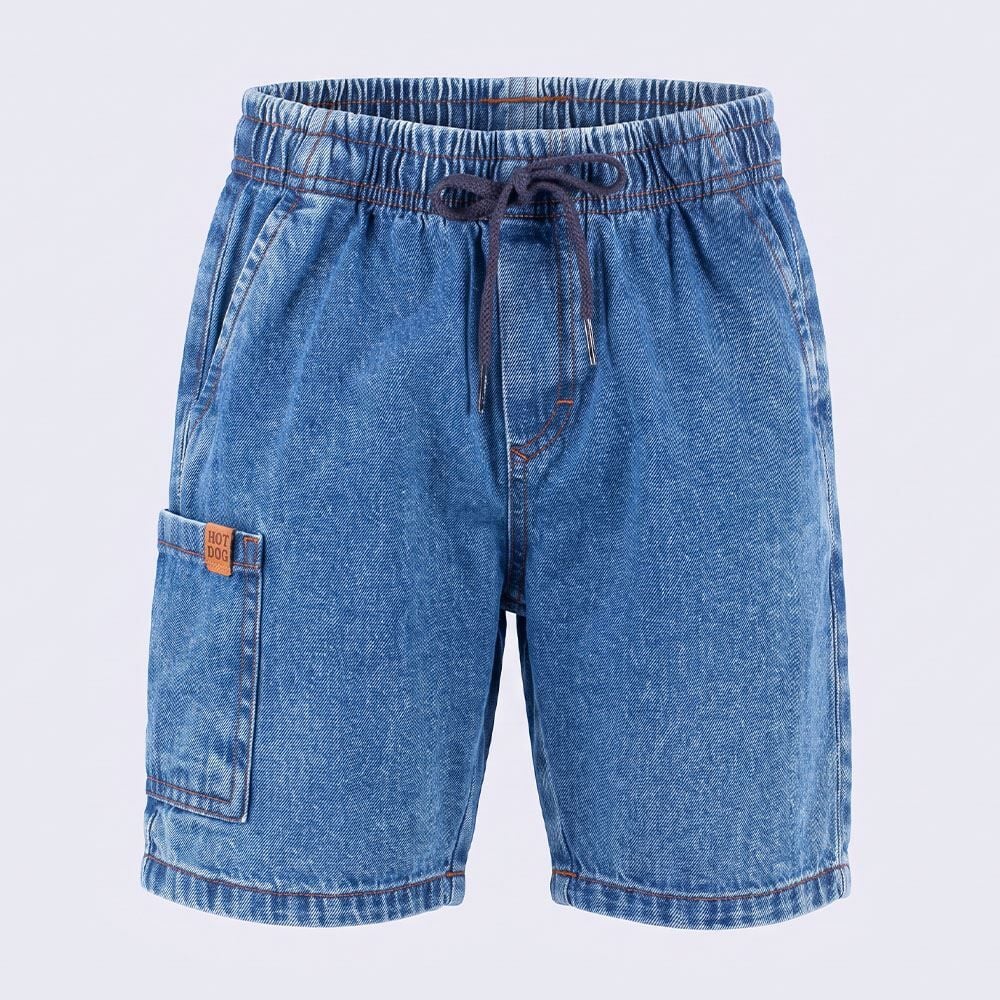 Bermuda Infantil Menino 4 a 10 Anos Jeans Hot Dog