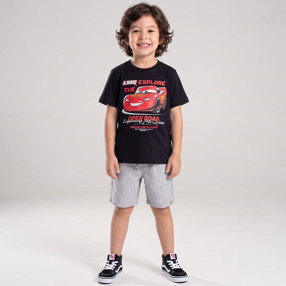 Bermuda Infantil Menino 4 a 10 Anos Listrado Hot Dog
