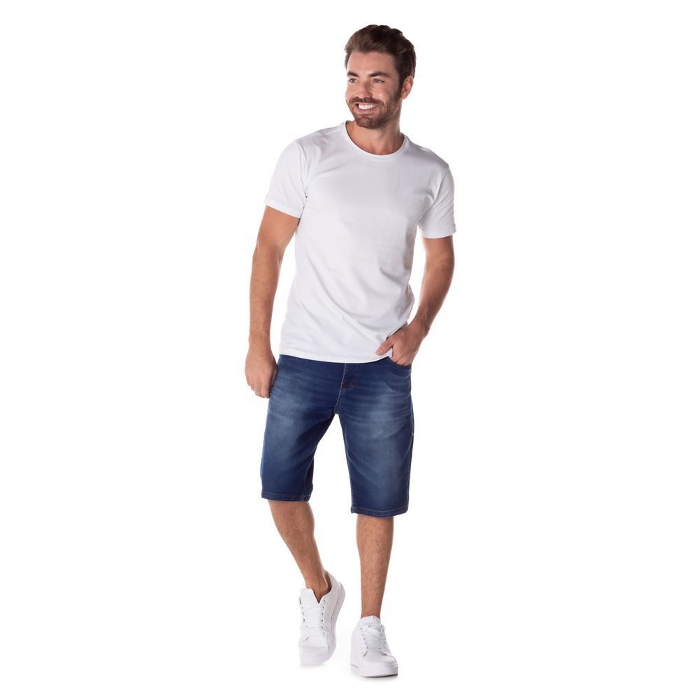 Bermuda Jeans com Laser e Used Marc Alain