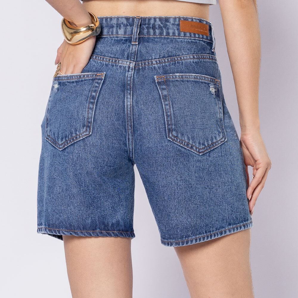 Bermuda Jeans Feminina Com Puídos Boby Blues