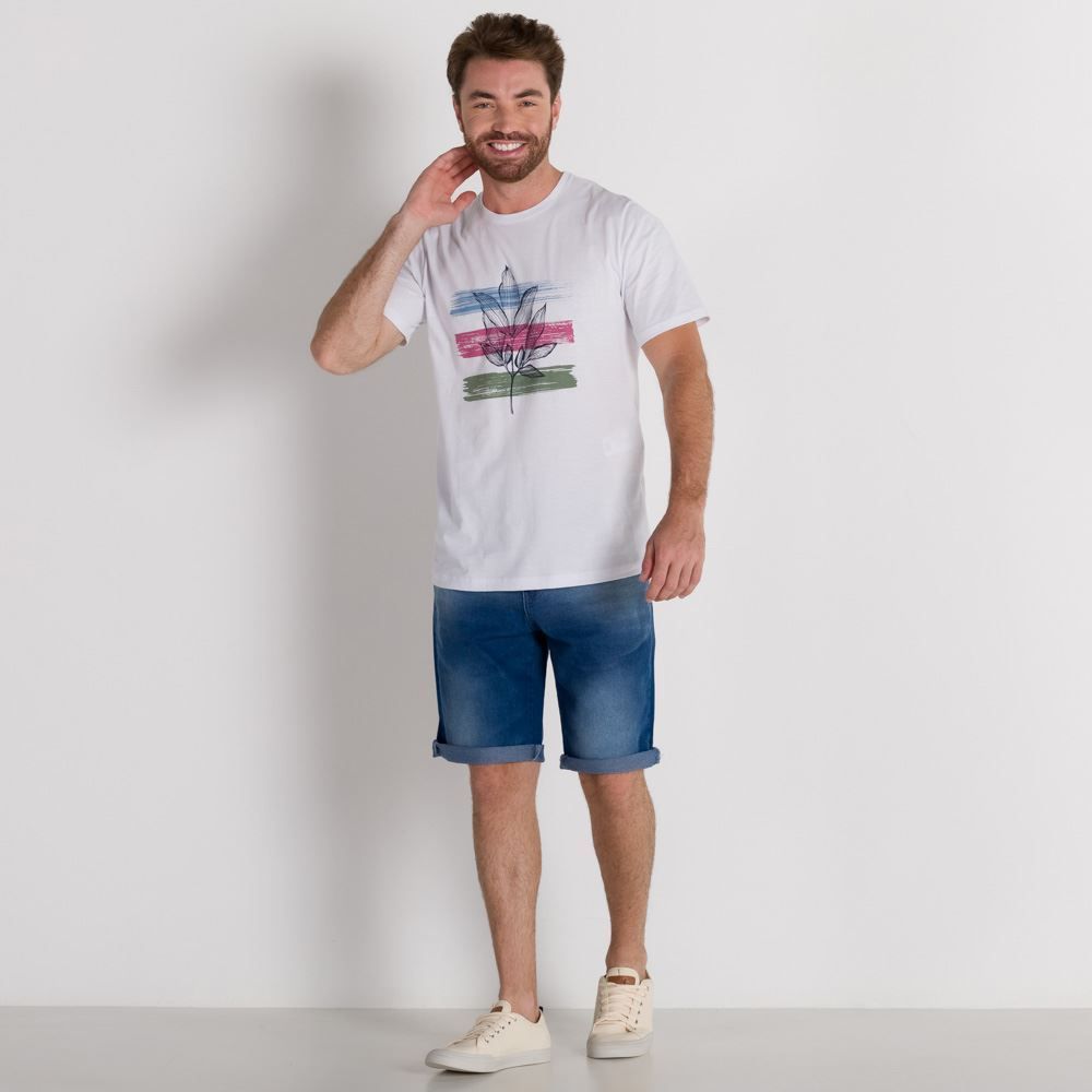 Bermuda Jeans Masculina Escura com Bigodes Thing