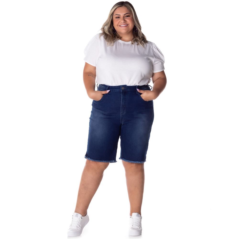 Bermuda Jeans Plus Size Ciclista Patrícia Foster Mais