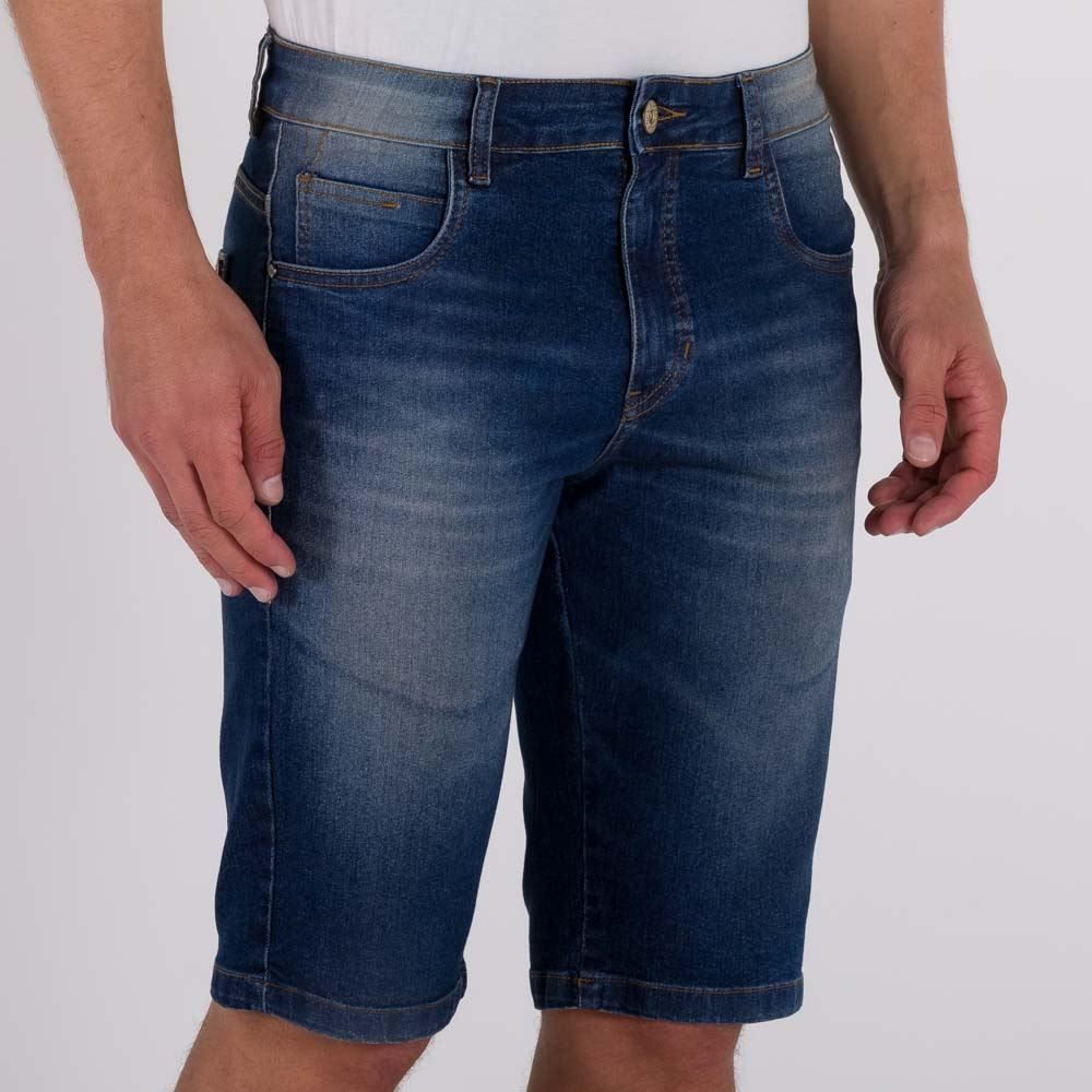 Bermuda Jeans Skinny com Bigodes Rock&Soda