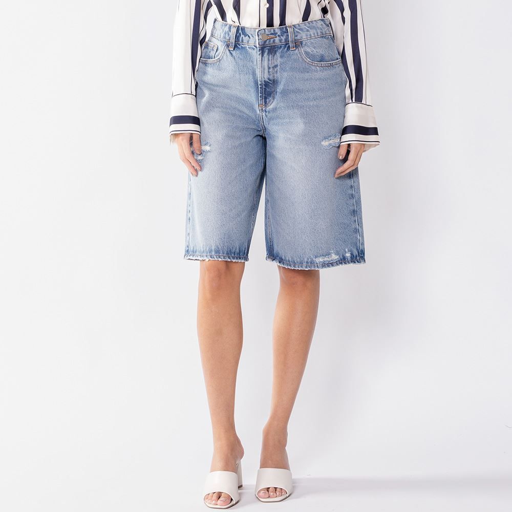Bermuda Jorts Feminina Jeans Cintura Alta Patricia Foster