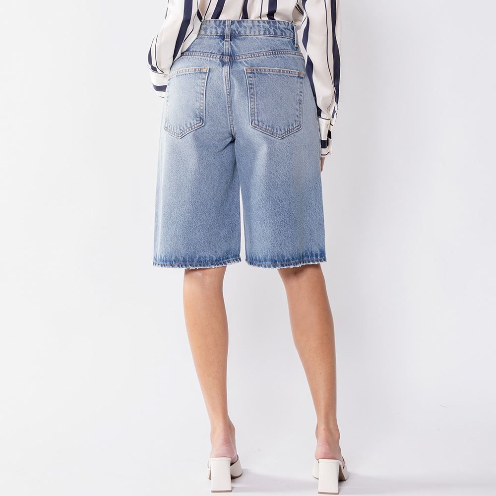 Bermuda Jorts Feminina Jeans Cintura Alta Patricia Foster