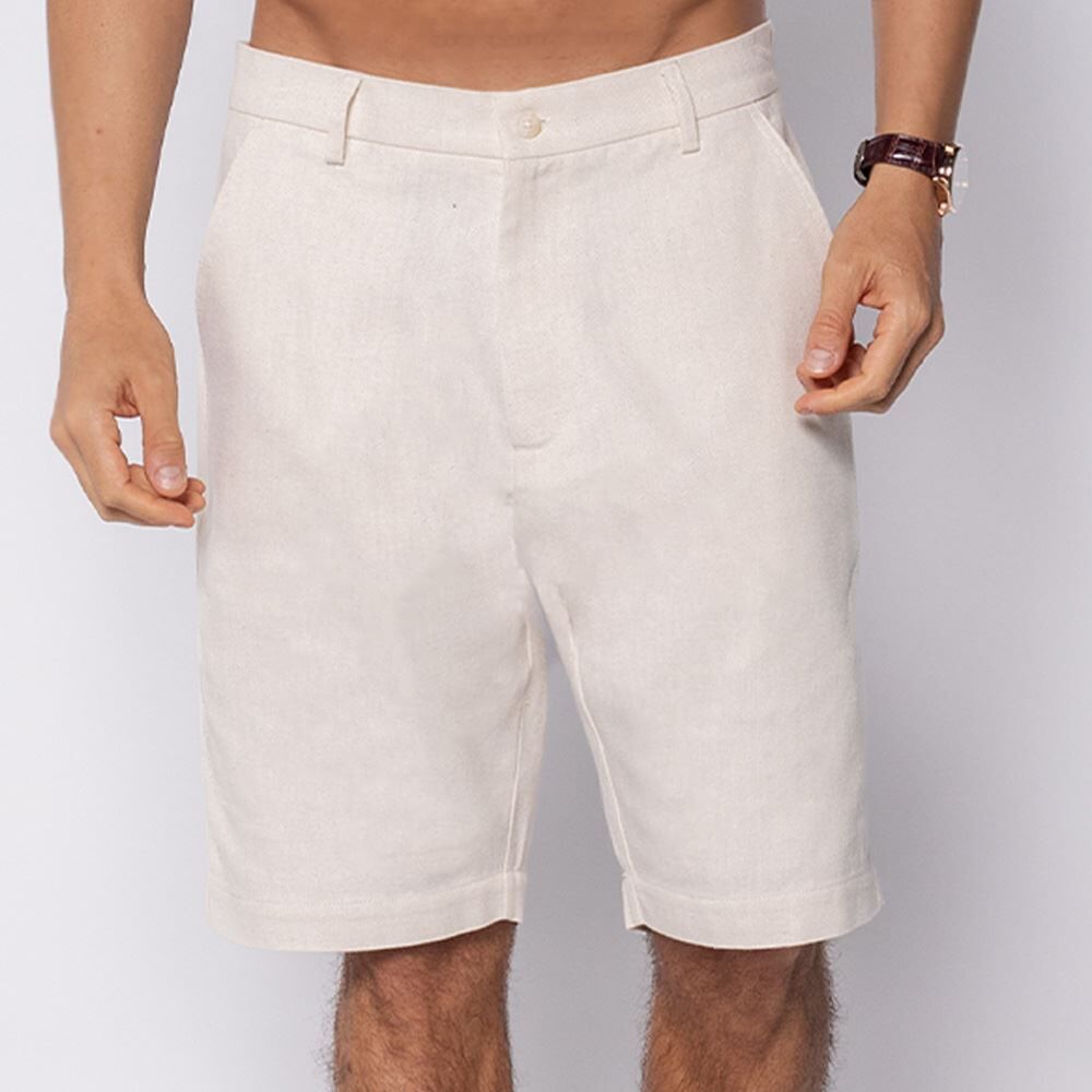 Bermuda Masculina Bolso Faca Em Linho Marc Alain