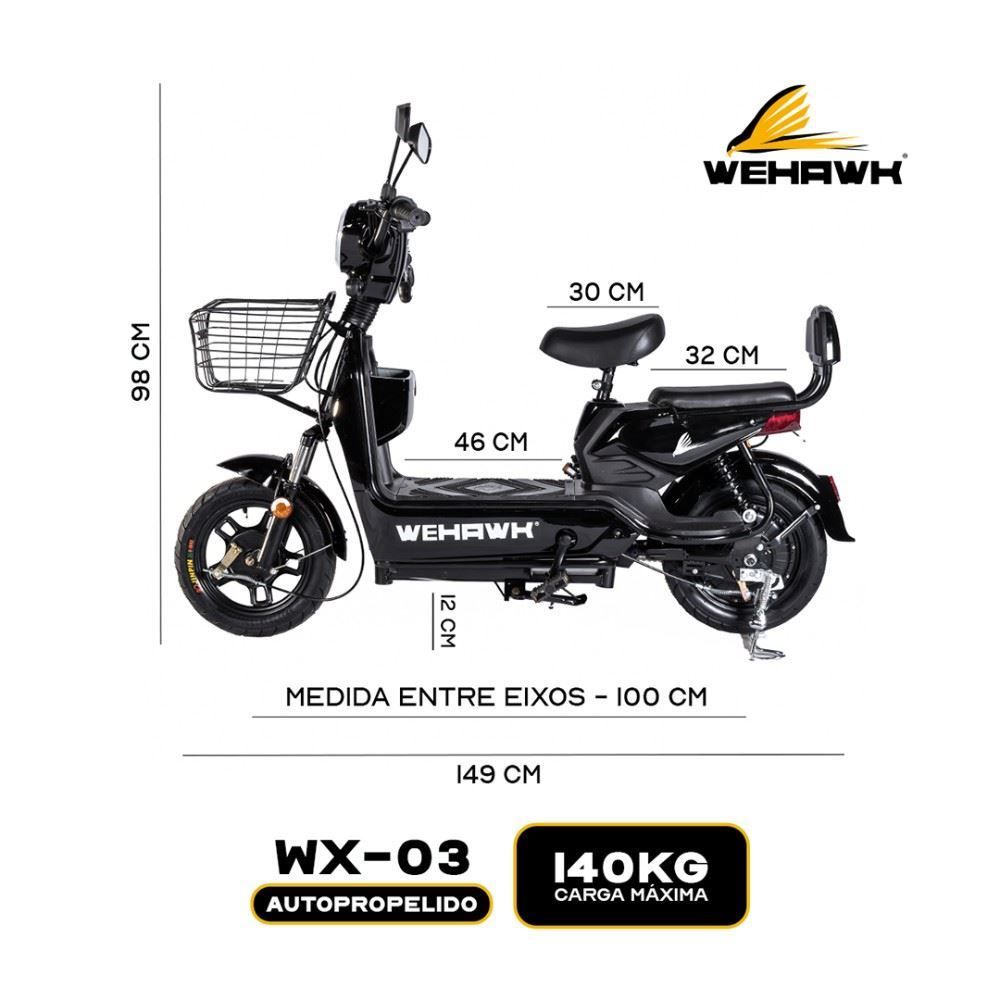 Bicicleta Elétrica Wehawk Wx-03 Basket 800W Bateria Lítio 48V - Preto