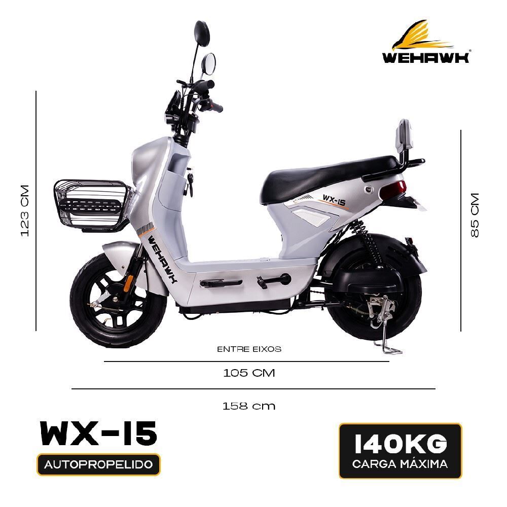 Bicicleta Elétrica Wx-15 Wehawk 800W Bateria Lítio 48V 20Ah - Prata