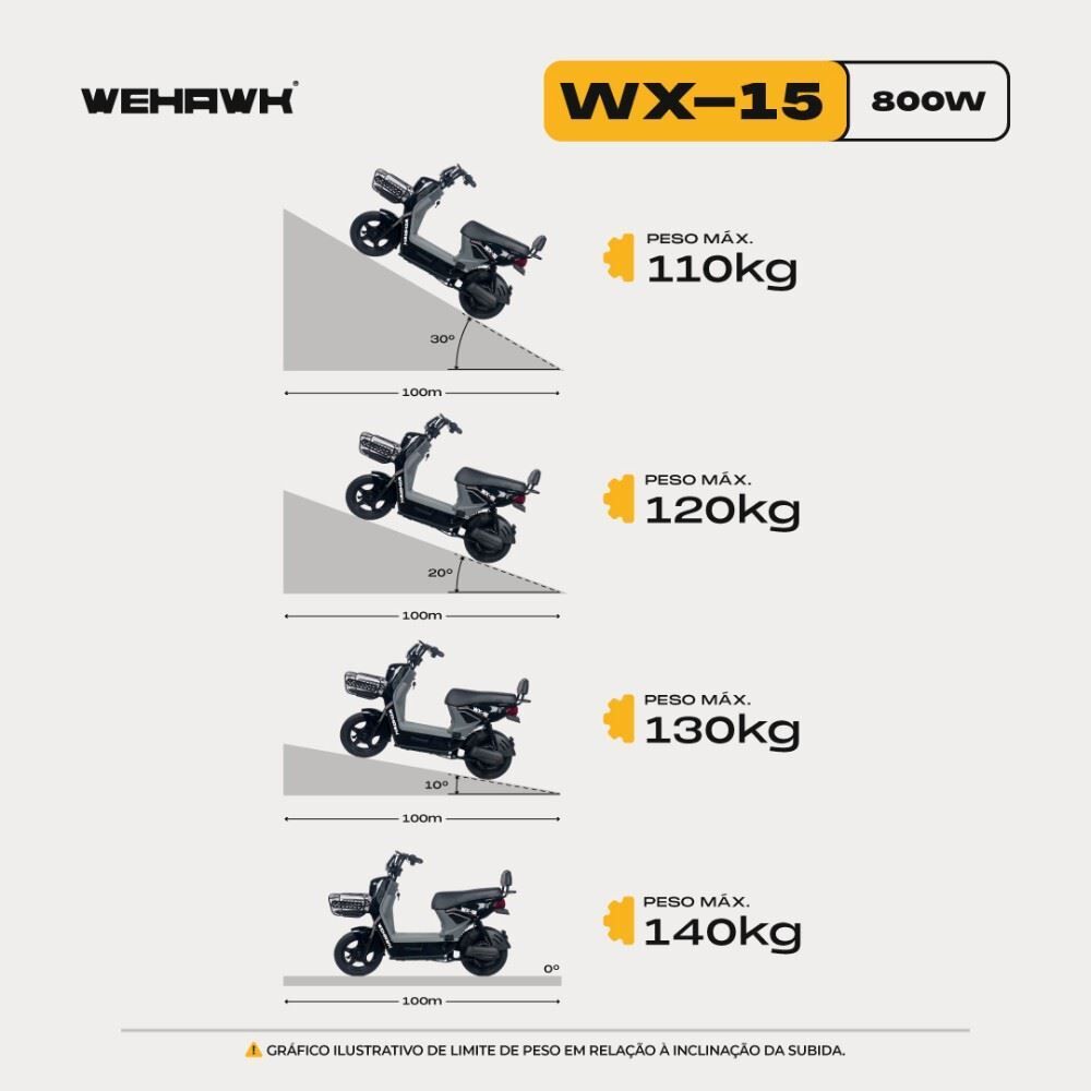 Bicicleta Elétrica Wx-15 Wehawk 800W Bateria Lítio 48V 20Ah - Azul