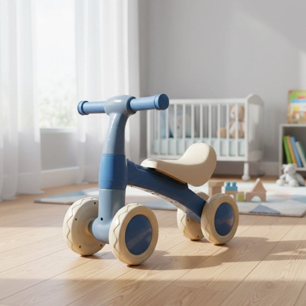 Bicicleta de Equilíbrio Andador Infantil Sem Pedal Havan Baby - Bege e Azul