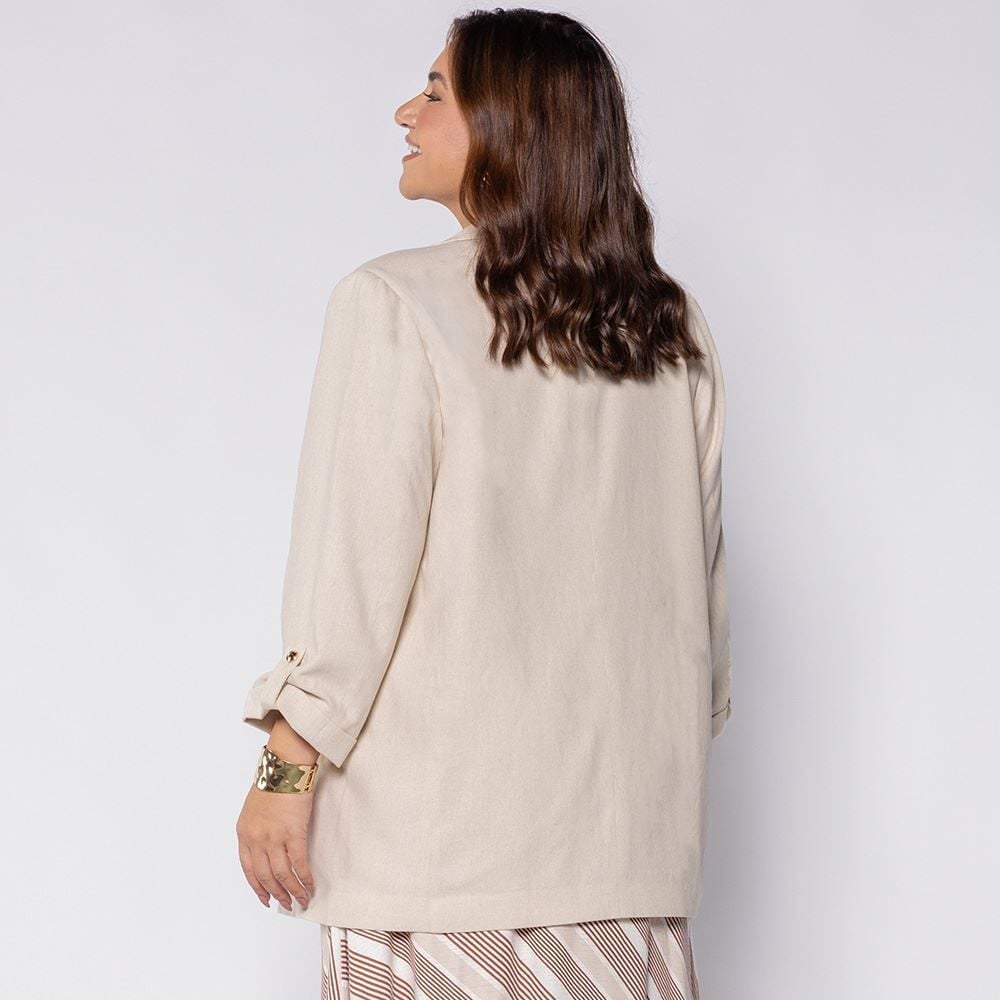 Blazer Feminino Alongado Manga 3/4 Patricia Foster