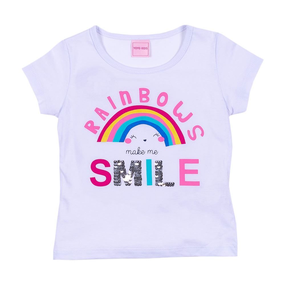 Blusa 1 a 3 Anos Rainbow Smile com Paête Yoyo Kids