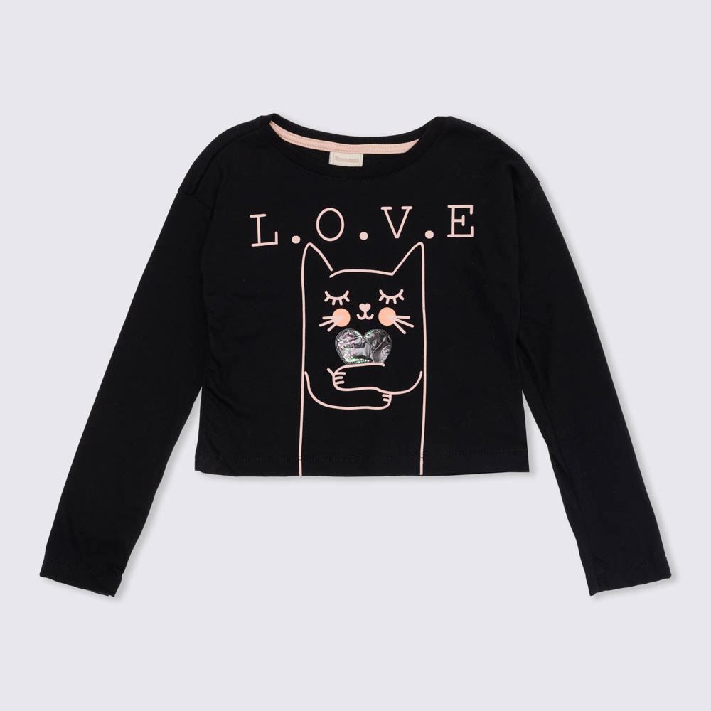 Blusa 4 a 10 anos M/Malha Gato Marmelada