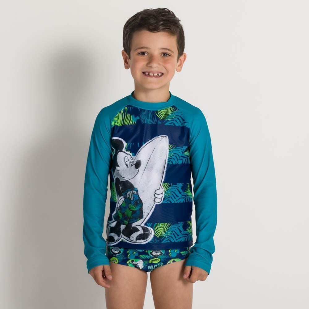 Blusa 4 a 10 anos UV Infantil Mickey Surf Disney