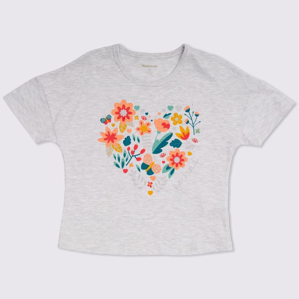 Blusa 4 ao 10 Coração com Flores Marmelada