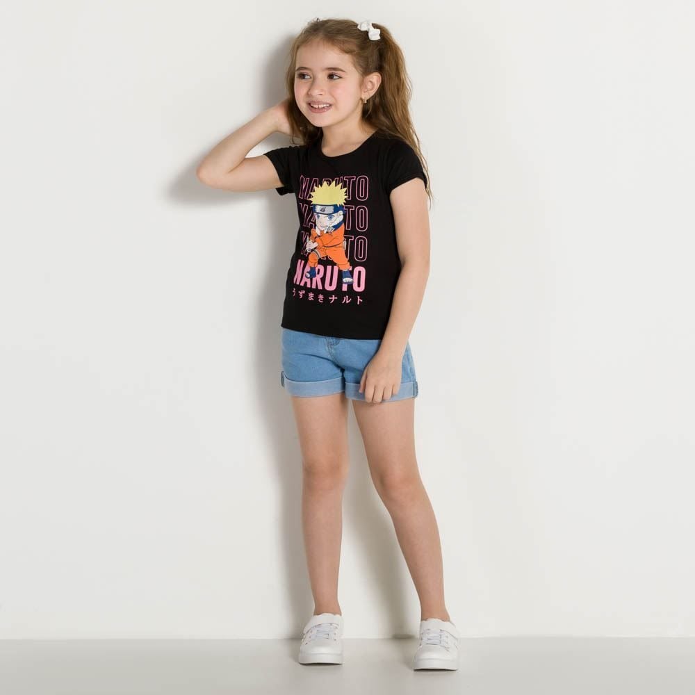 Blusa 6 a 12 anos Malha Naruto Brandili