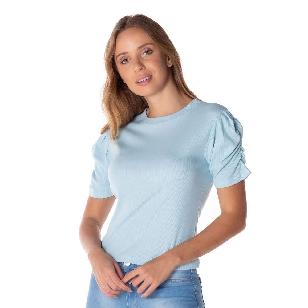 Blusa Canelada Manga Fofa Boby Blues