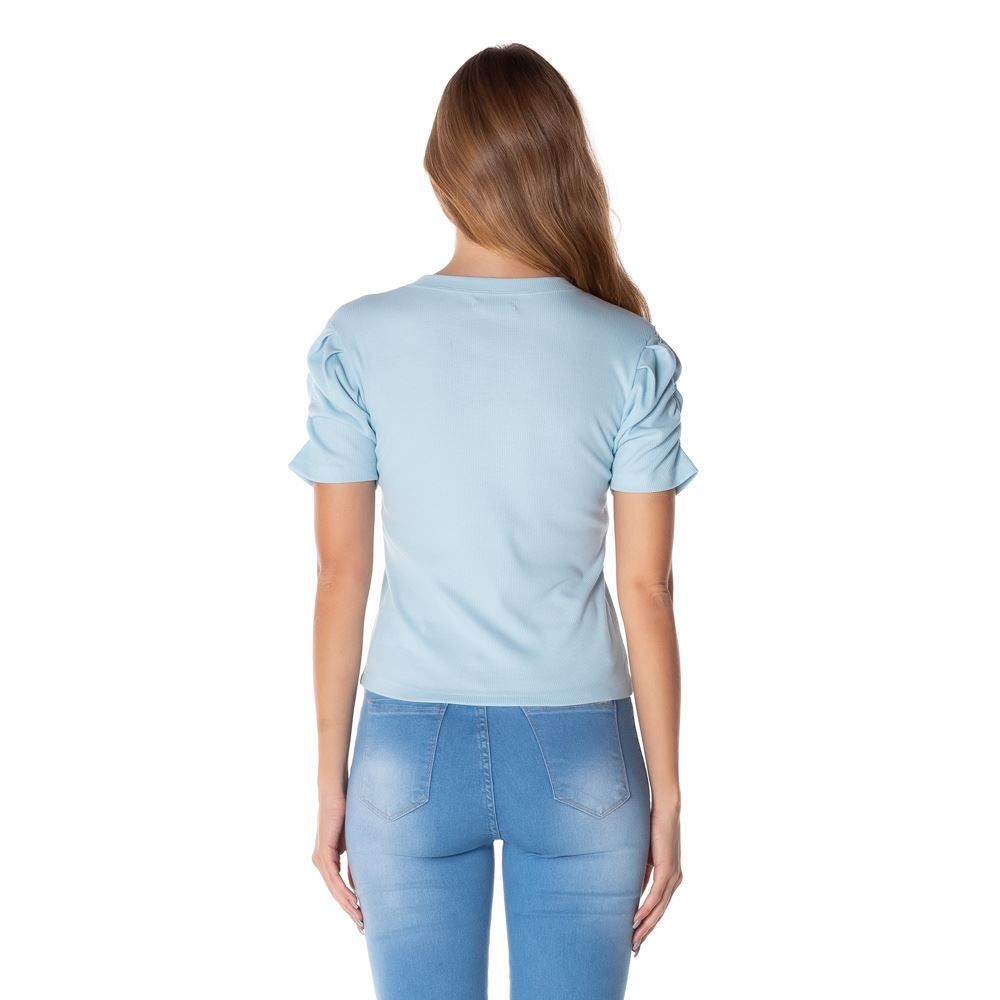Blusa Canelada Manga Fofa Boby Blues