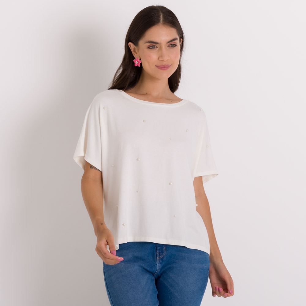 Blusa com Aplicação de Pérolas Patricia Foster