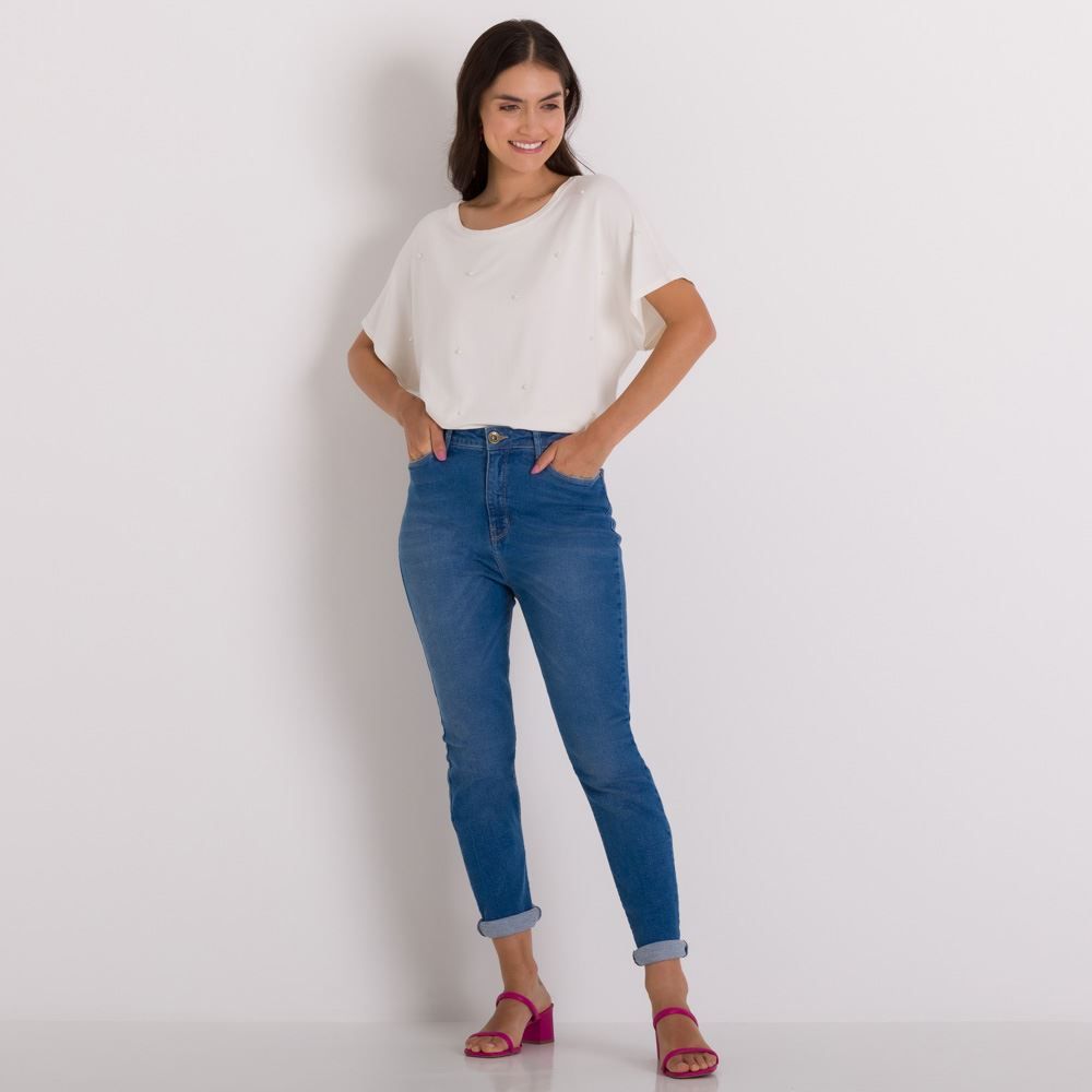 Blusa com Aplicação de Pérolas Patricia Foster