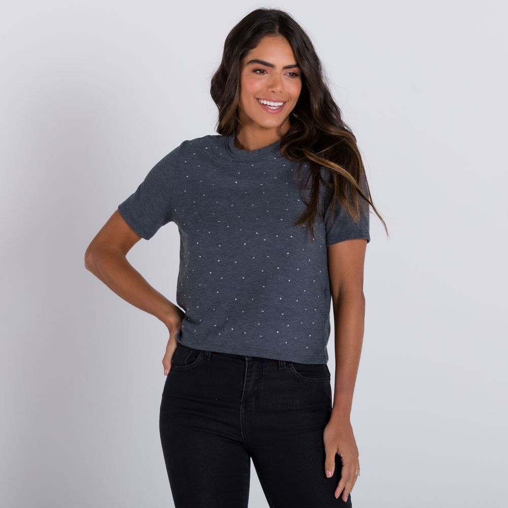 Blusa com Strass Frontal Patricia Foster