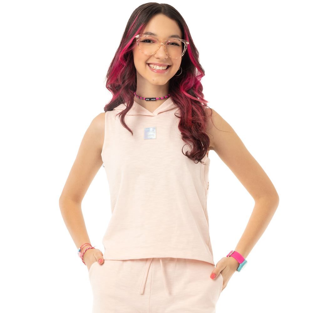 Blusa Cropped 8 a 16 anos com Capuz Luluca Brandili