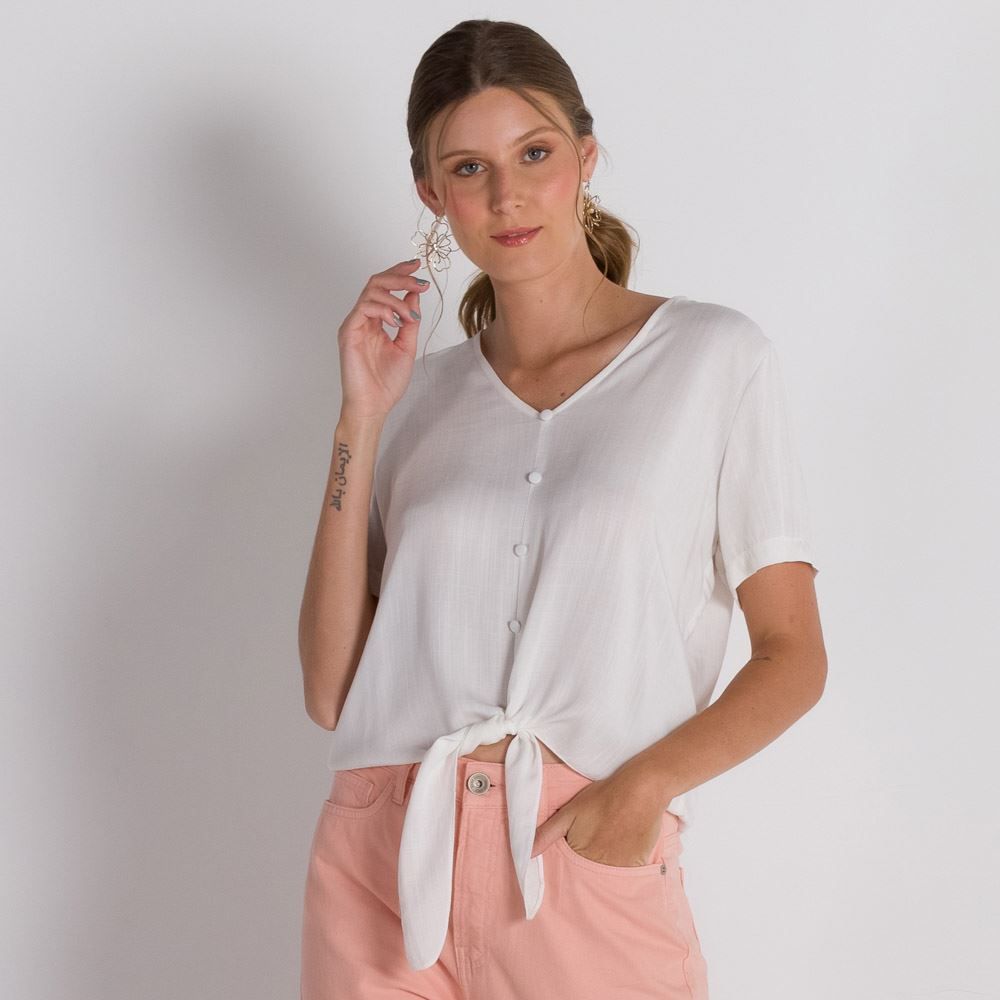 Blusa de Viscose com Amarração Frontal Patricia Foster