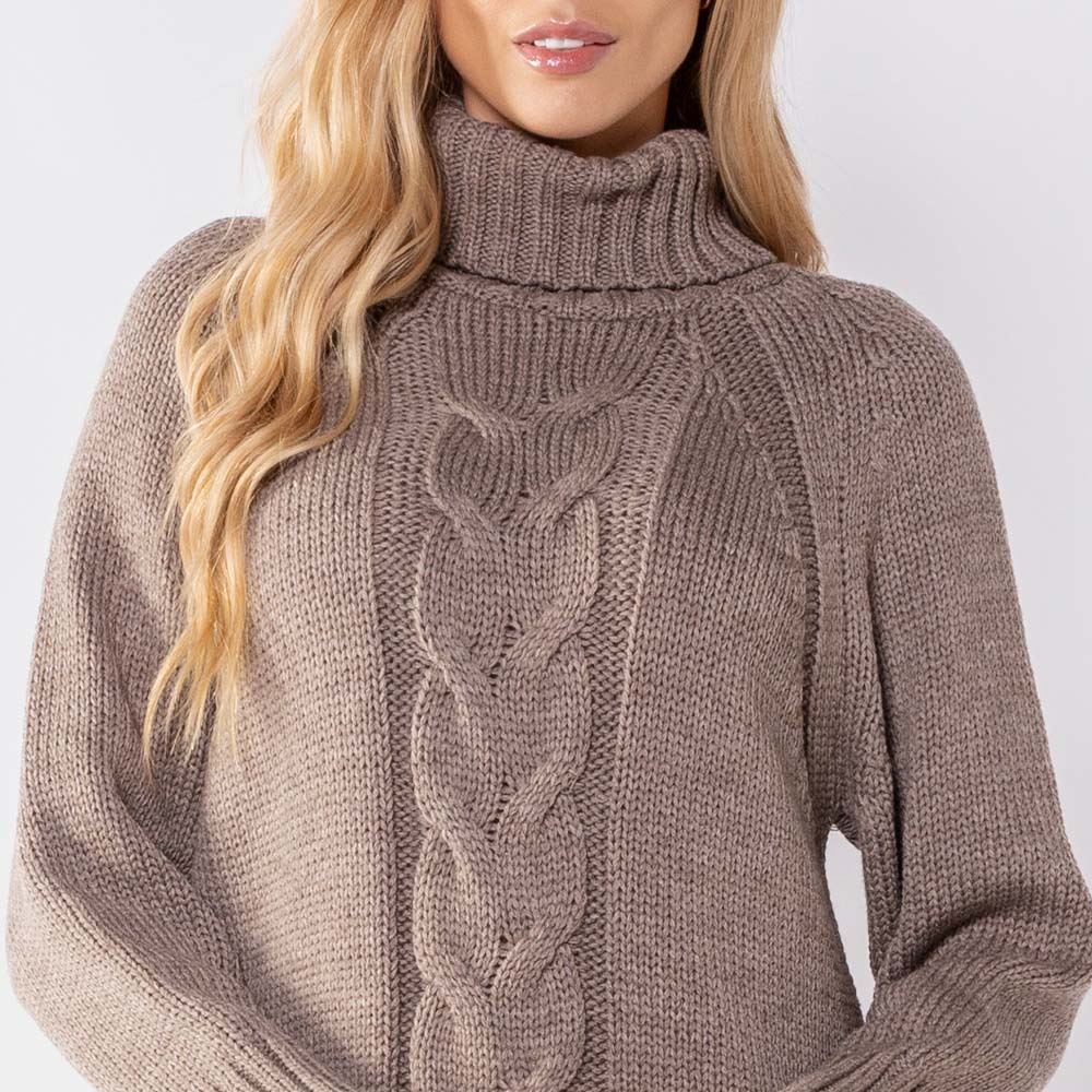 Blusa Feminina De Tricô Trançado Gola Alta Patricia Foster