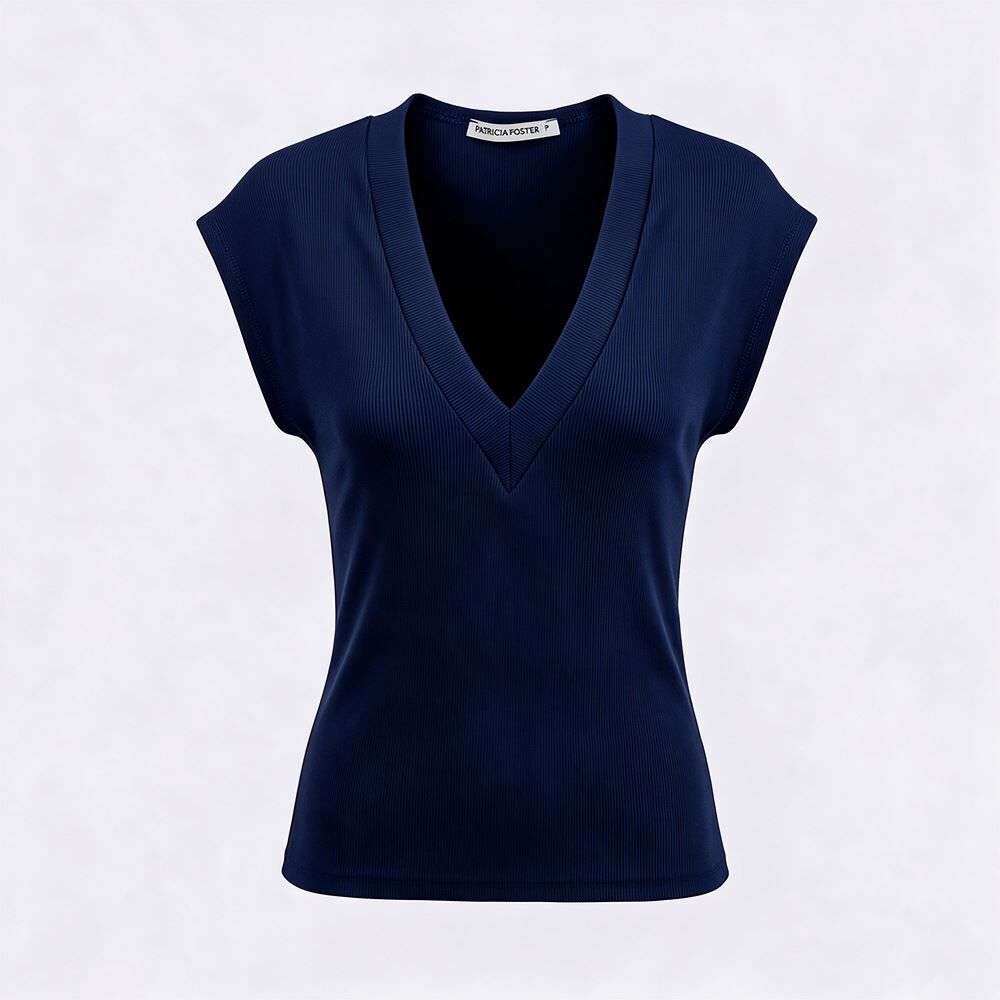 Blusa Feminina Decote V Em Poliamida Patricia Foster
