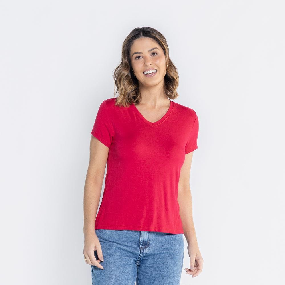 Blusa Feminina De Viscose Com Decote Em V Patricia Foster