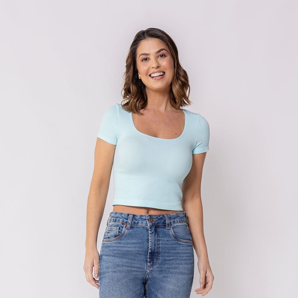 Blusa Feminina Manga Curta Canelada Boby Blues