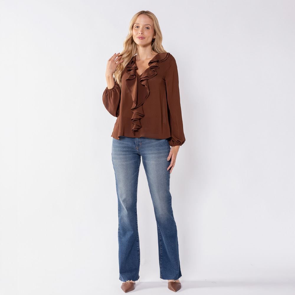 Blusa Feminina Manga Longa Com Babados Boby Blues