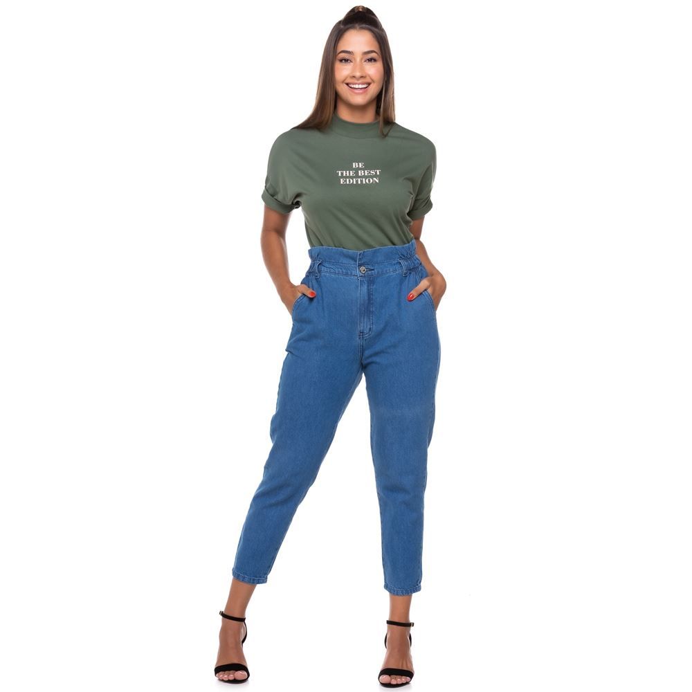 Blusa Gola Alta com Escrita Frontal Boby Blues