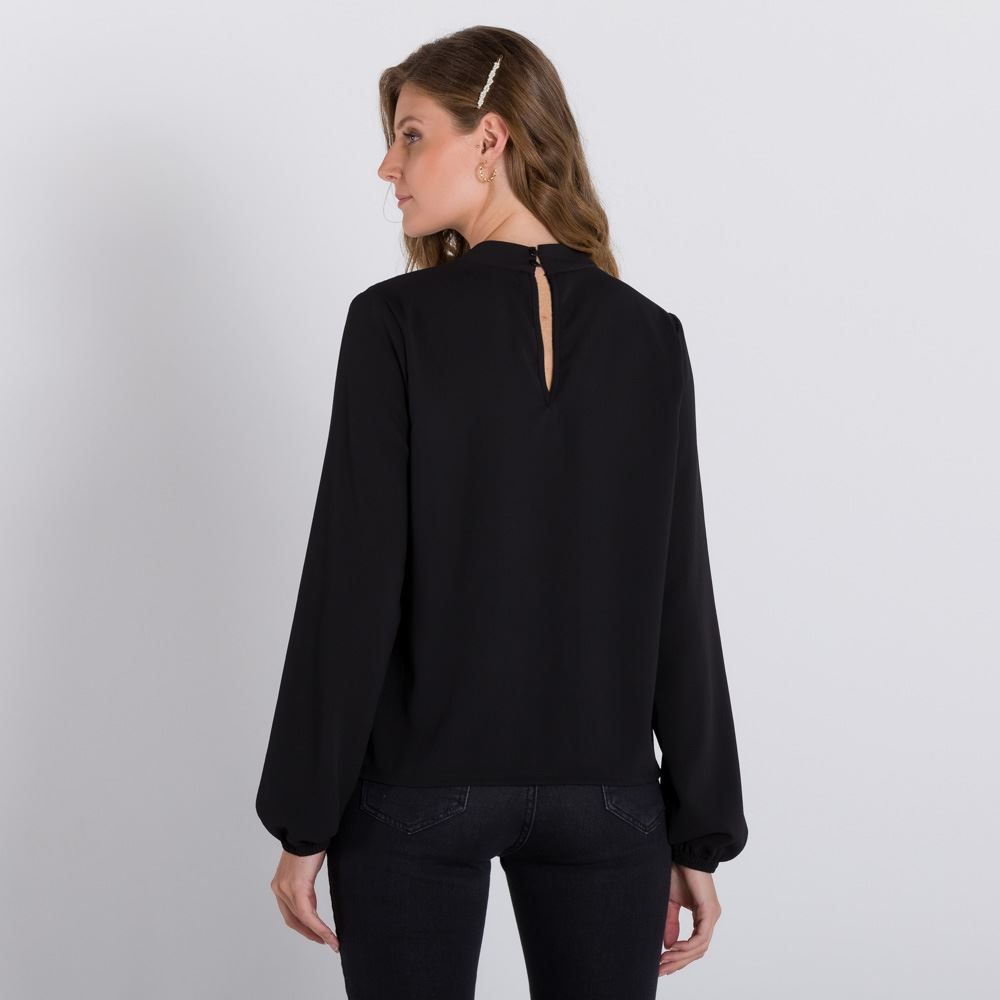Blusa Manga Longa em Crepe Patricia Foster