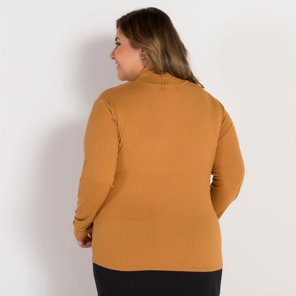 Blusa Plus Size Canelada Gola Alta Patricia Foster Mais