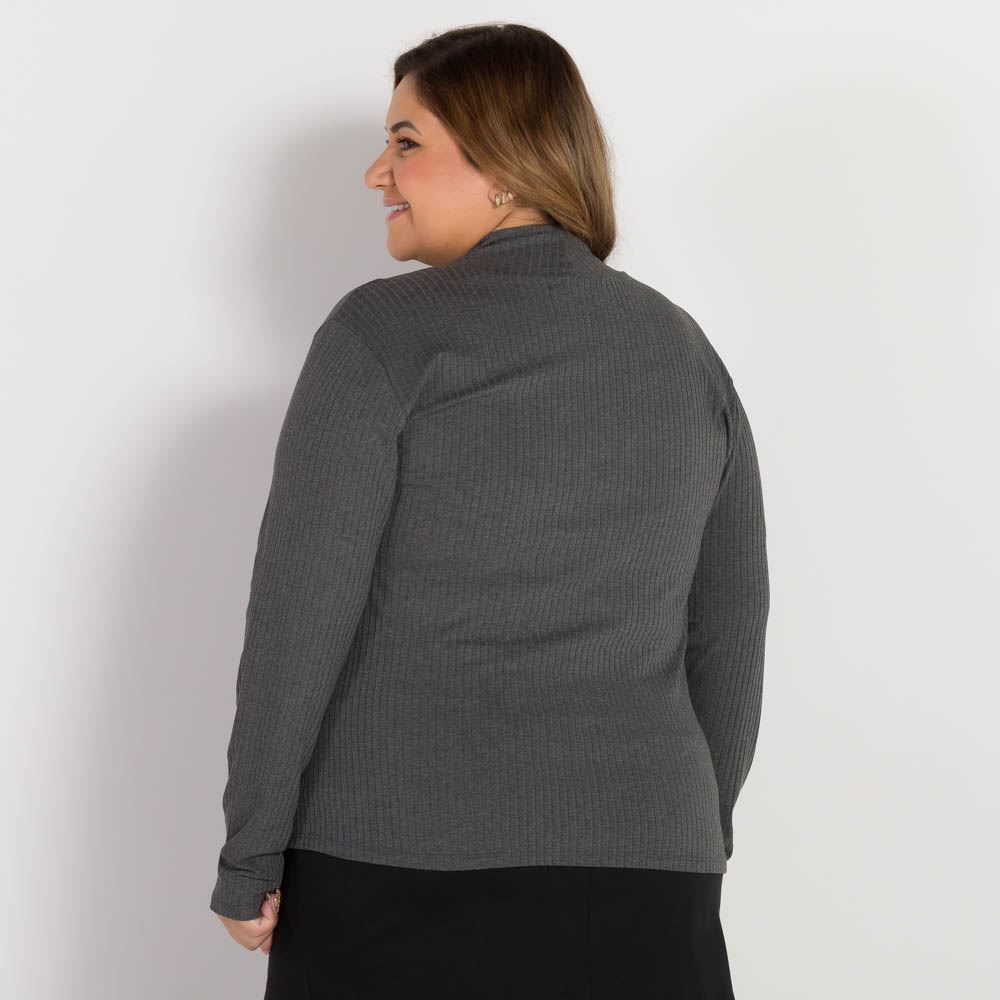 Blusa Plus Size Canelada Gola Alta Patricia Foster Mais