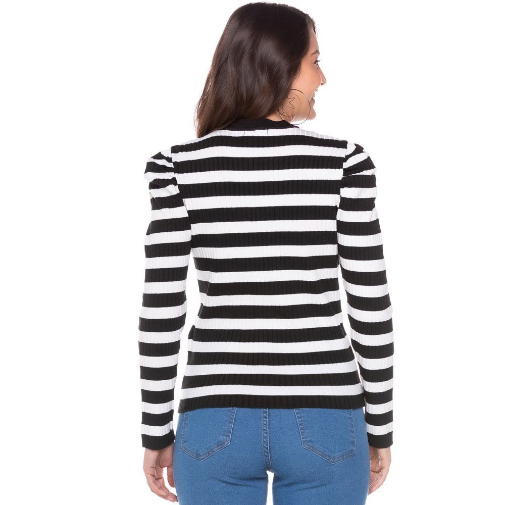 Blusa Tricot Canelado Manga Fofa Boby Blues