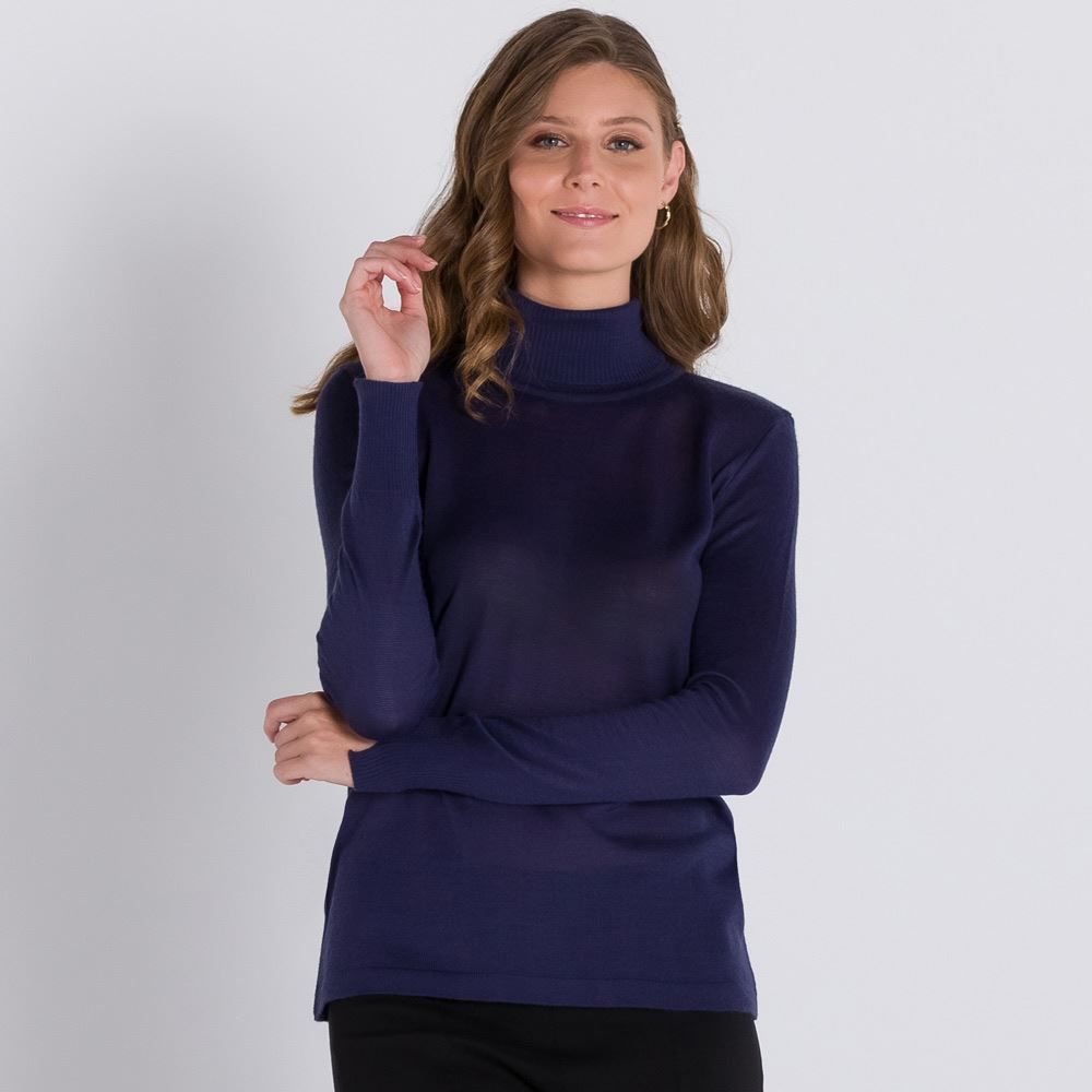 Blusa Tricot Gola Alta Virada Patricia Foster