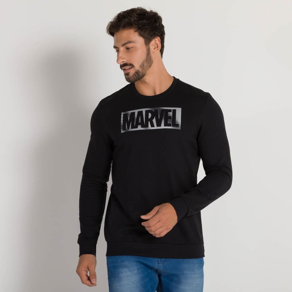 Blusão Moletom Sem Pelúcia Marvel