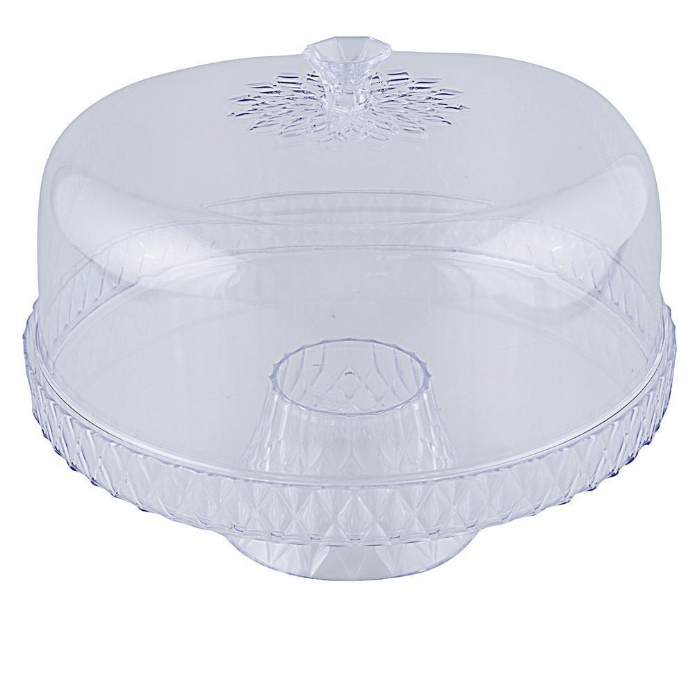 Boleira Com Pé E Tampa Glamour Plasútil 26Cm - Transparente