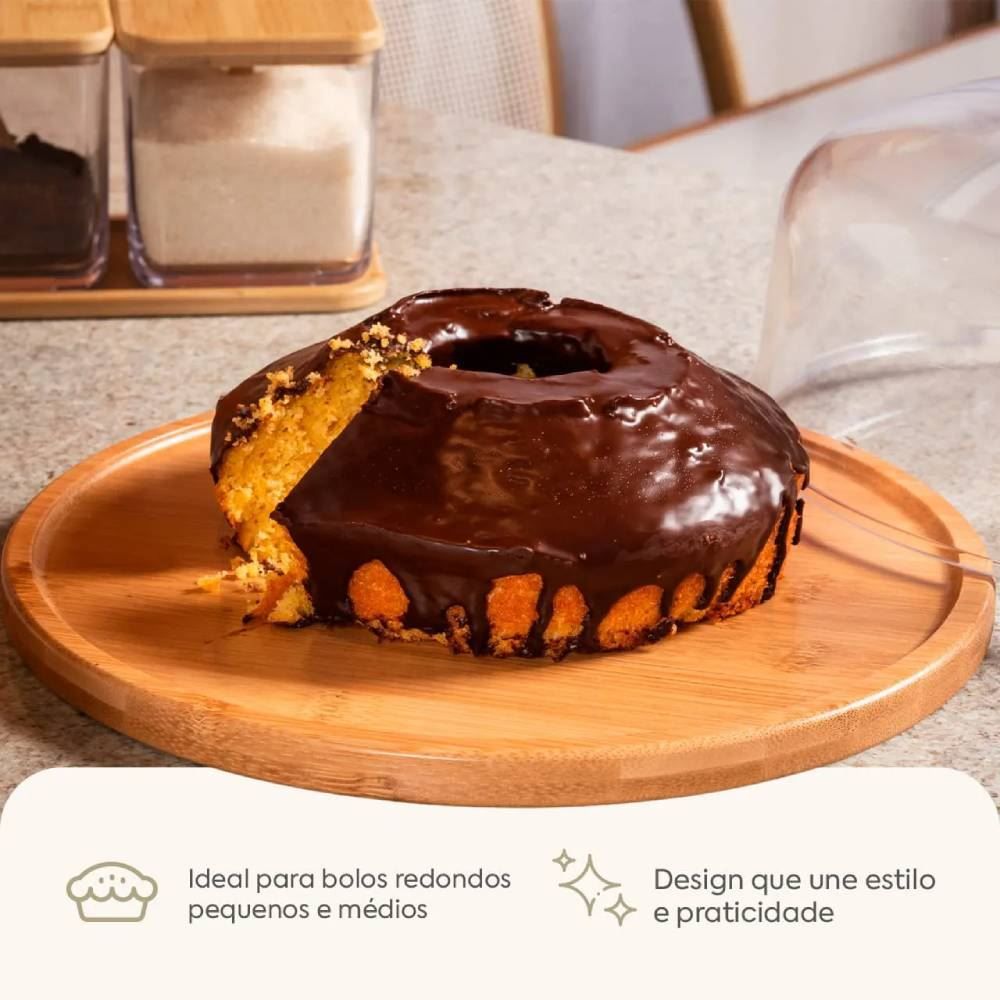 Boleira em Bambu com Cúpula Brisa 26,5Cm Coza
