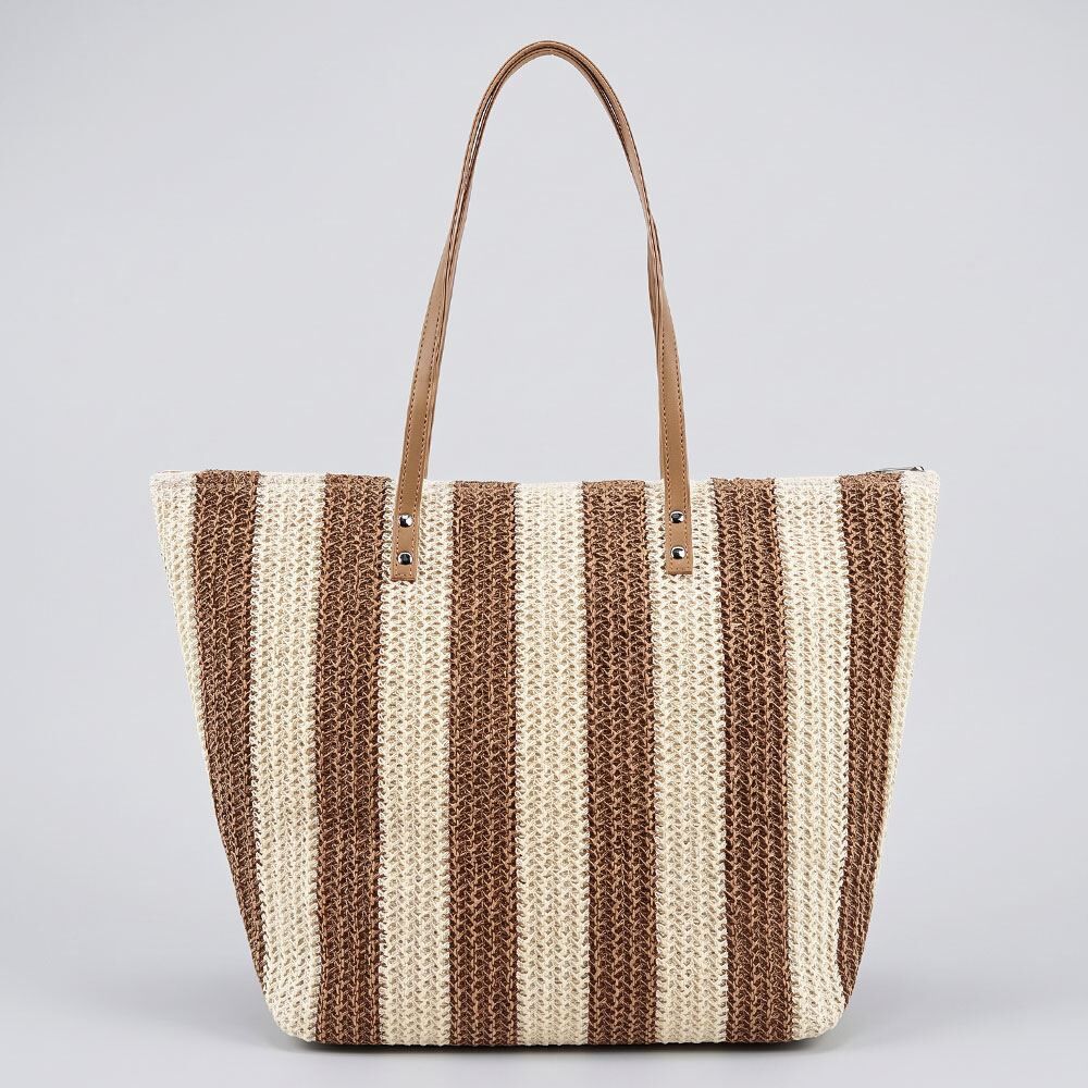 Bolsa de Praia Tote Bag Listrada Alice Palucci - Marrom