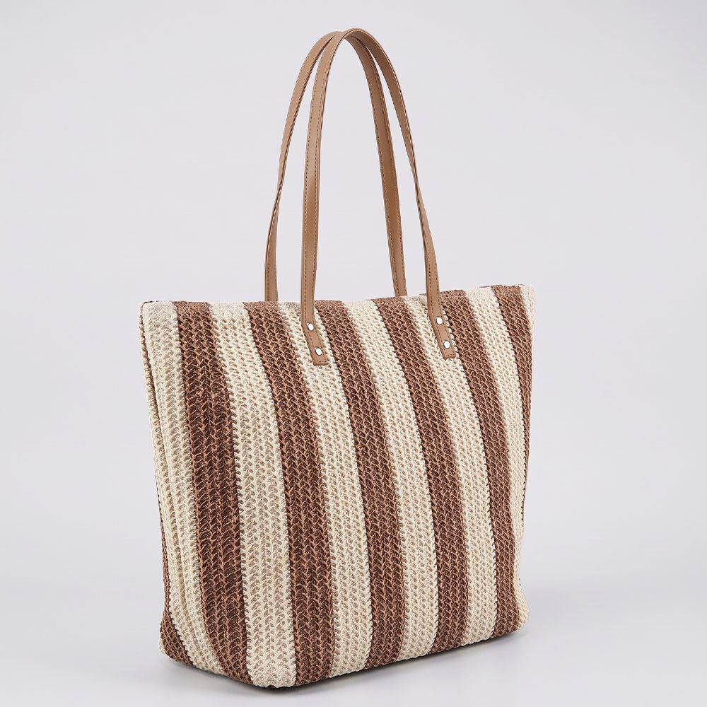 Bolsa de Praia Tote Bag Listrada Alice Palucci - Marrom