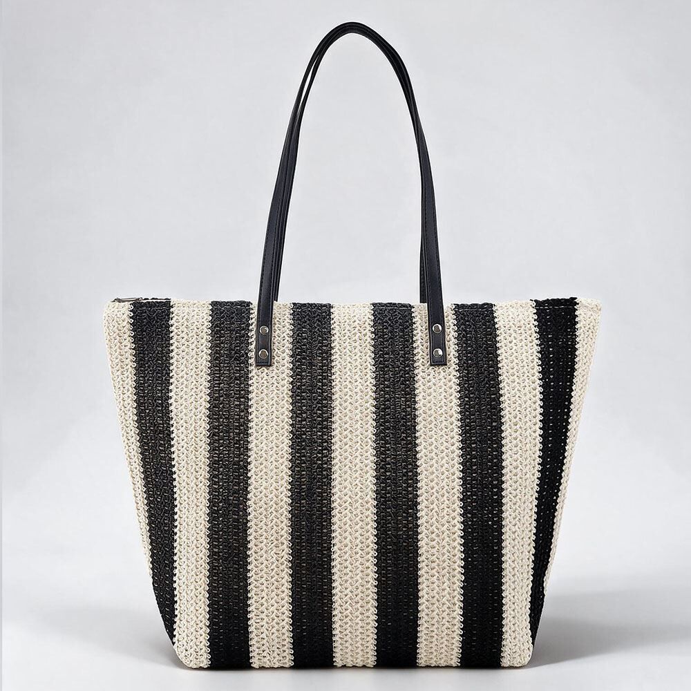 Bolsa de Praia Tote Bag Listrada Alice Palucci - Preto